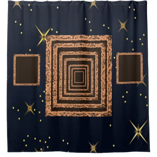 鏡オレンジブルーのショーカーテン シャワーカーテン (正面)