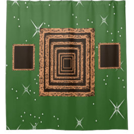 鏡グリーンのオレンジ色のショーカーテン シャワーカーテン