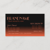 鏡スタイリッシュフォントクラシックブラックオレンジ色グラデーション 名刺 (裏面)