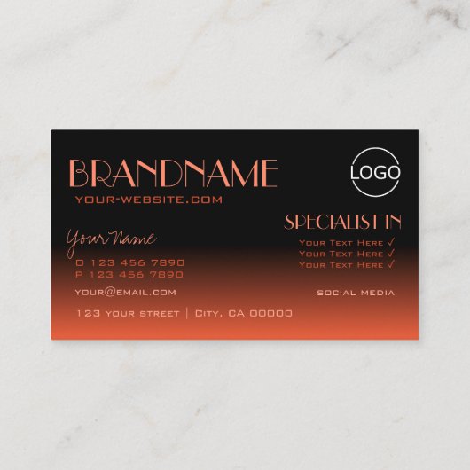 鏡スタイリッシュフォントクラシックブラックレッド追加ロゴ 名刺 (裏面)