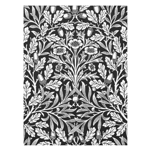 鏡ズアコーンとオーク離れズブラック&ホワイト テーブルクロス (正面)