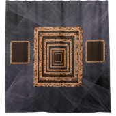 鏡ブルーのオレンジ色のショーカーテン シャワーカーテン (正面)