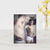 鏡ボーイ カード (黄色い花)