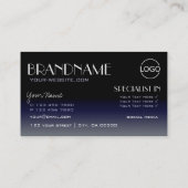 鏡モダンフォントクラシックブラックブルーとロゴ 名刺 (裏面)