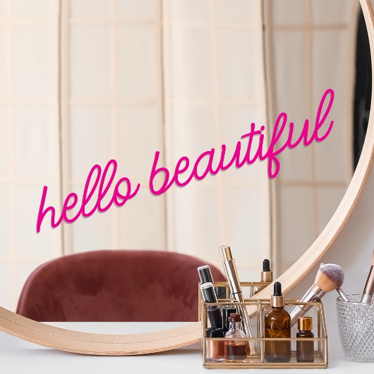 鏡ラックスハロービューティフルホットネオンピンク引用文 ウィンドウサイン