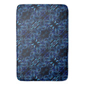 鏡像化された花と蝶が濃い青色で形成 バスマット (正面縦)