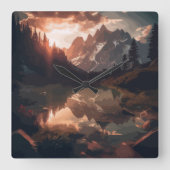 鏡山脈 スクエア壁時計 (正面)