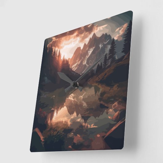 鏡山脈 スクエア壁時計 (傾斜)