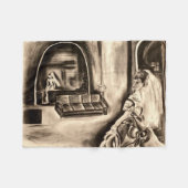 鏡炭不気味スケッチ フリースブランケット (正面(横))