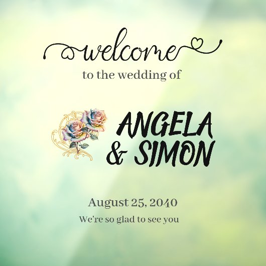 鏡結婚の歓迎サイン。パーソナライズ。 ウィンドウサイン (シート3)