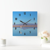 鏡面フラミンゴ スクエア壁時計 (ホーム)