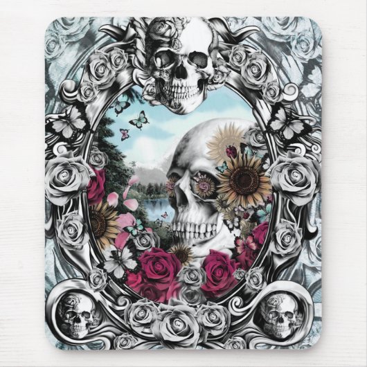 鏡風景スカル。 マウスパッド (正面)