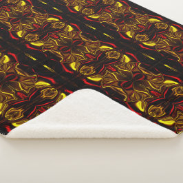 鏡-金ゴールドと暗い部分を持つ赤い曲線のトレース シェルパブランケット