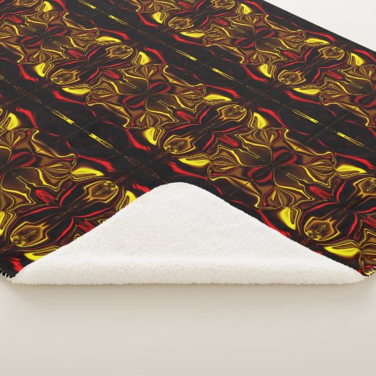 鏡-金ゴールドと暗い部分を持つ赤い曲線のトレース シェルパブランケット (3/4)