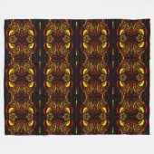 鏡-金ゴールドと暗い部分を持つ赤い曲線のトレース フリースブランケット (正面(横))