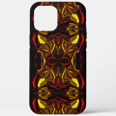 鏡-金ゴールドと暗い部分を持つ赤い曲線のトレース Case-Mate iPhoneケース (裏面)