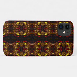 鏡-金ゴールドと暗い部分を持つ赤い曲線のトレース iPhone 11 ケース