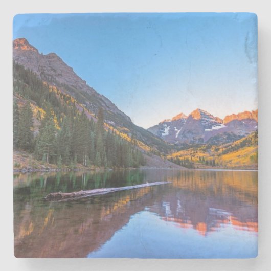 鐘あずき色のAlpenの白熱 ストーンコースター (正面)