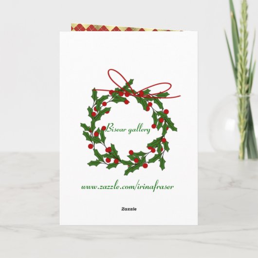 鐘およびヒイラギが付いているイタリアンなクリスマスカード シーズンカード (裏面)