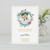 鐘が鳴り響く愛と喜びクリスマスリース 箔シーズンカード (立ち正面)