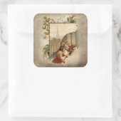 鐘とホリーを備えたヴィンテージのクリスマスキャロラー スクエアシール (バッグ)