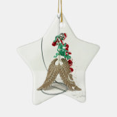 鐘のリングは、天使彼の翼の金ゴールドの羽を得ます セラミックオーナメント (右)