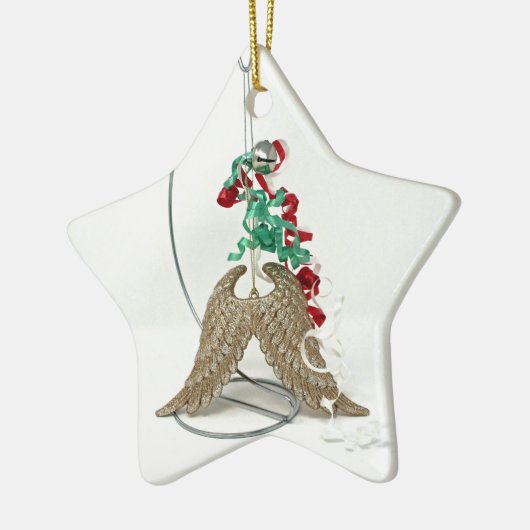 鐘のリングは、天使彼の翼の金ゴールドの羽を得ます セラミックオーナメント (左)