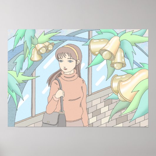 鐘の音に耳を傾ける少女 ポスター (正面)