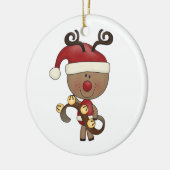 鐘を持つルディのトナカイ セラミックオーナメント (左)