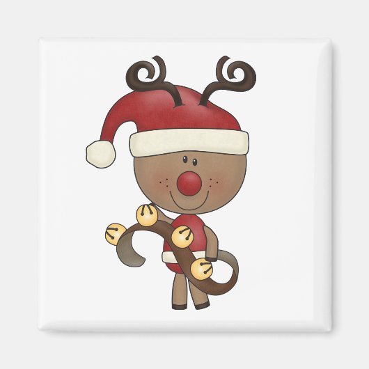 鐘を持つルディのトナカイ マグネット (正面)