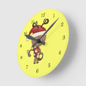 鐘を持つルディのトナカイ ラウンド壁時計 (傾斜)