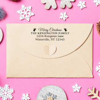 鐘カスタムの鳴るクリスマスの家族の住所 セルフインキングスタンプ