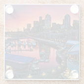 鐘港で見る桟橋66の日の出 ガラスコースター (裏面)