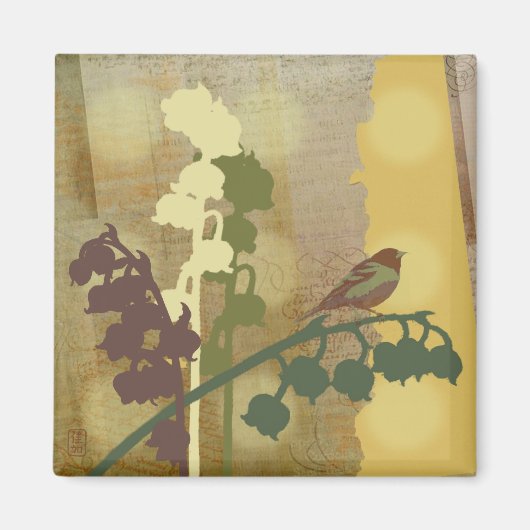 鐘花鳥デザイン磁石 マグネット (正面)