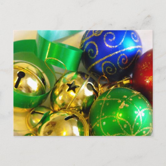 鐘、球およびリボンの郵便はがき ポストカード (正面)