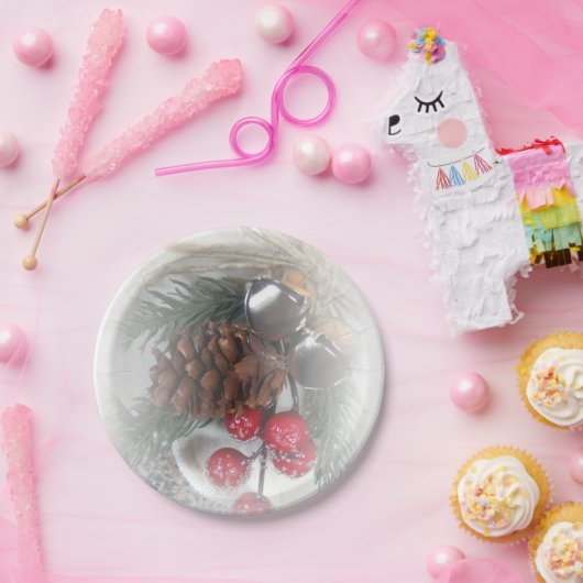 鐘、Pineconeおよび果実の休日 ペーパープレート (パーティー)