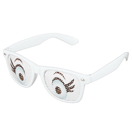 長いおもしろいまつげのある茶色の漫画の目 レトロサングラス (アングル)