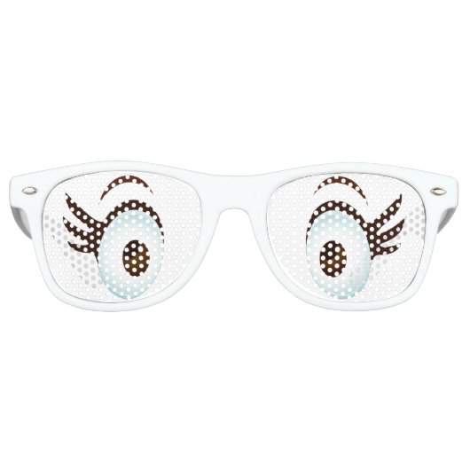 長いおもしろいまつげのある茶色の漫画の目 レトロサングラス (正面)