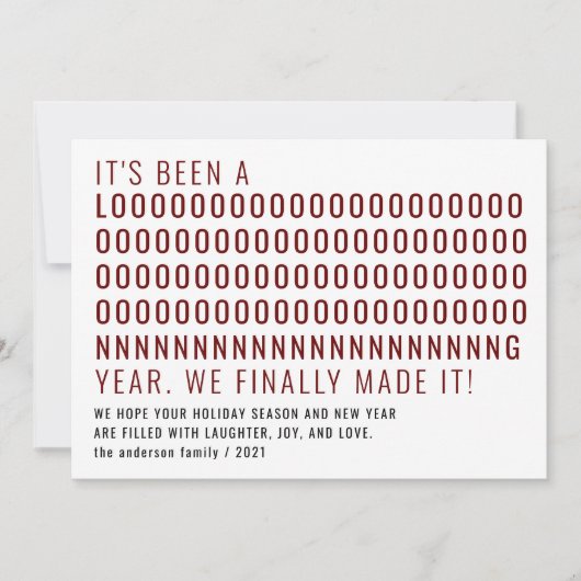 長いおもしろい間、ようやく新年を迎えた シーズンカード (正面)