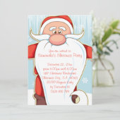 長いひげのクリスマス・パーティが付いているかわいい漫画サンタ 招待状 (スタンド正面)