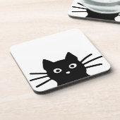 長いひげを生やした奇妙な黒猫|クール子猫 コースター (左側)