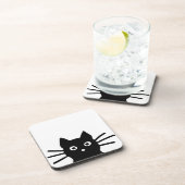 長いひげを生やした奇妙な黒猫|クール子猫 コースター (右側)