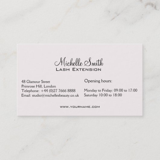 長いまつげの目 まつげエクステンション名刺 名刺 (裏面)