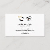 長いまつげ美しい目と水色の花 名刺 (裏面)