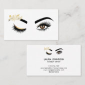 長いまつげ美しい目と水色の花 名刺 (正面/裏面)