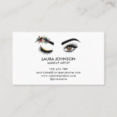 長いまつげ美しい目と水色の花 名刺 (裏面)