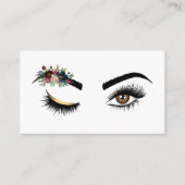 長いまつげ美しい目と水色の花 名刺 (正面)