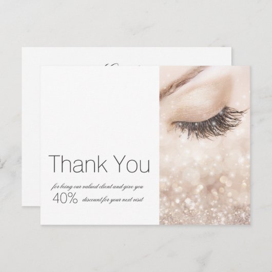 長いまつげ グリッター ベージュ クリーム ありがとう ポストカード (正面/裏面)
