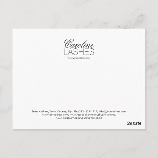 長いまつげ グリッター ベージュ クリーム ありがとう ポストカード (裏面)