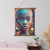 長いイヤリングを持つ禿げたアフリカの金ゴールド 吊り下げ型タペストリー (寝室)